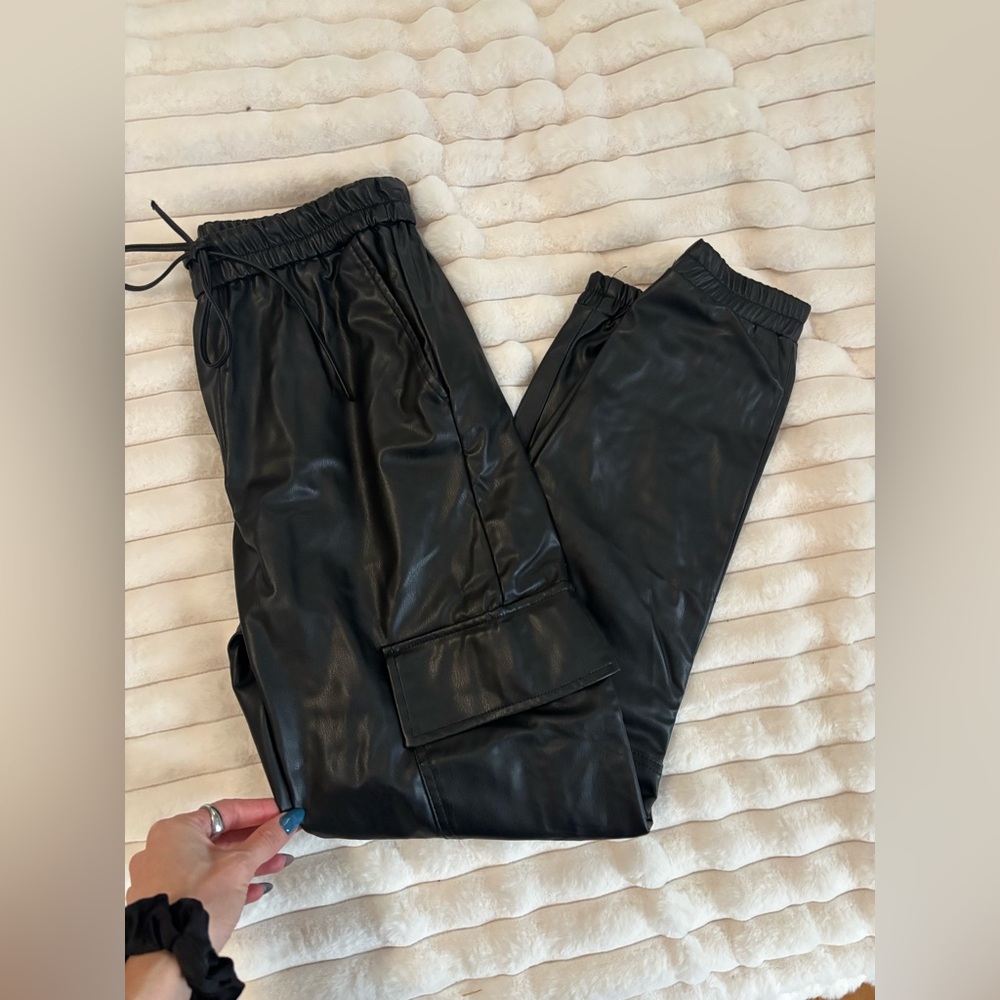 Zara high rise leather jogger size XS
